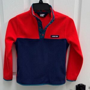Lands' End Red, Navy & Teal Snap-Front Fleece Pullover (Kids small, size 6-7)